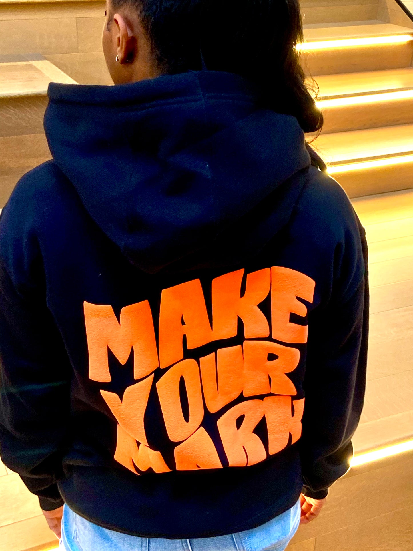 “Make Your Mark” Orange Puff/Blk Hoodie