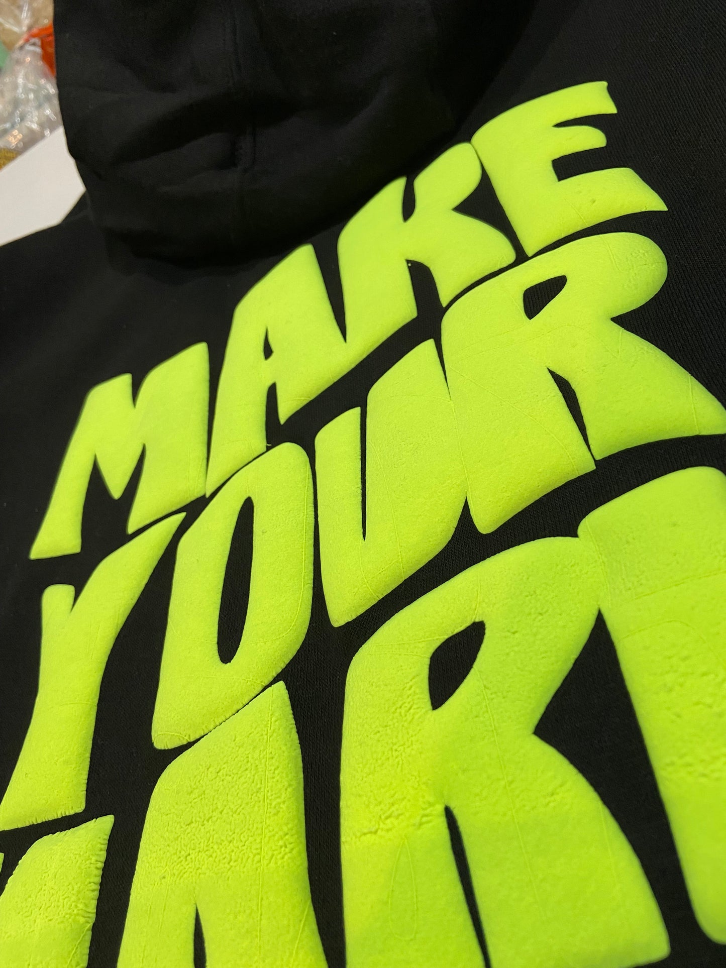 “Make Your Mark” Green Puff/Blk Hoodie